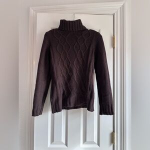Henry Cotton Made in Italy Chocolate Brown Turtleneck Sweater Size US 8, EU 42